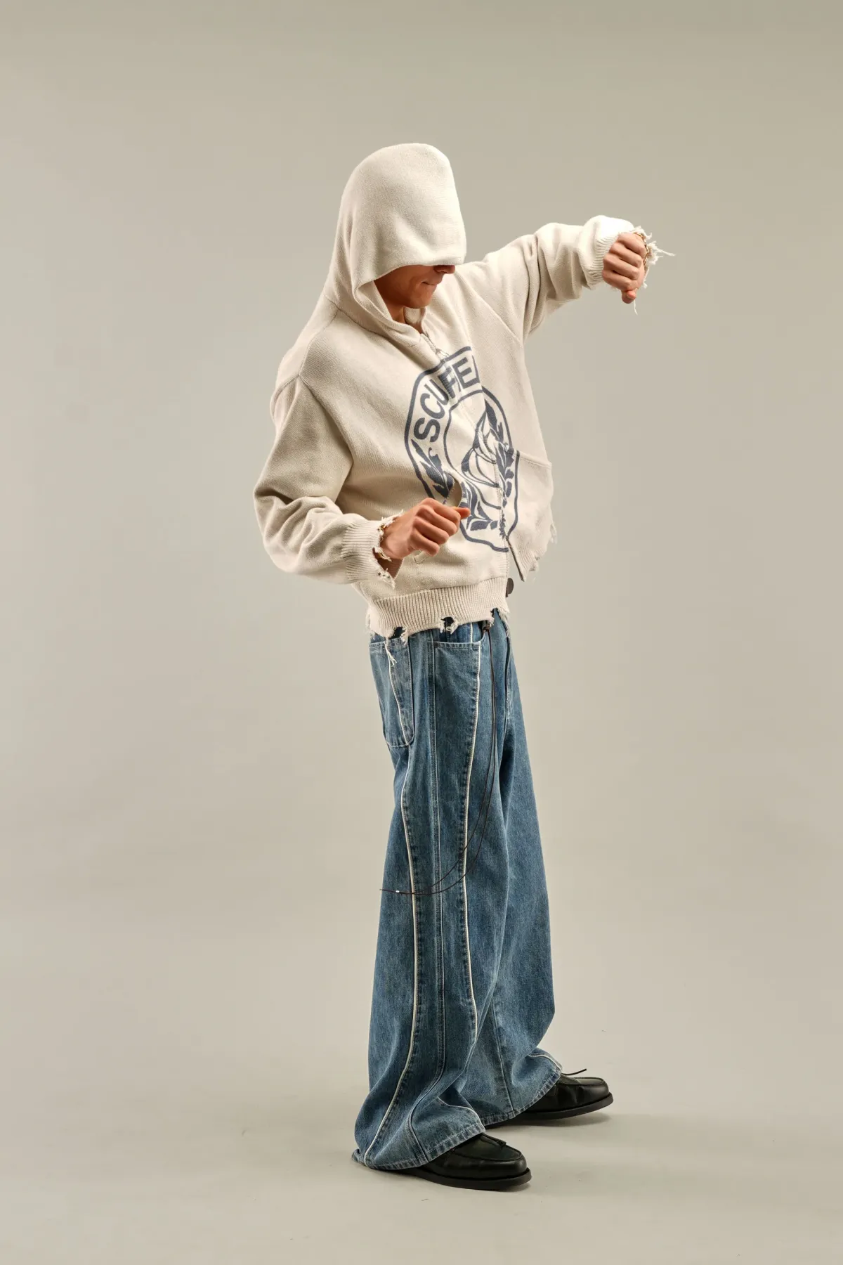 Scuffers Knitwear^CLG Ecru Knit Zipper