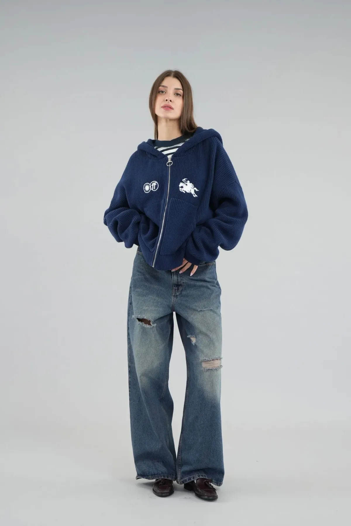 Scuffers Knitwear^Emblem Navy Zipper Knit