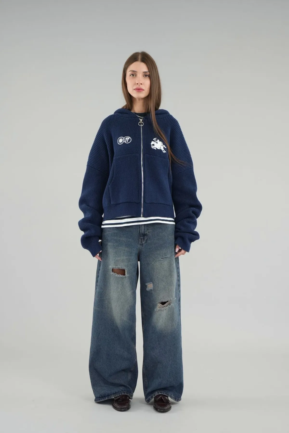 Scuffers Knitwear^Emblem Navy Zipper Knit