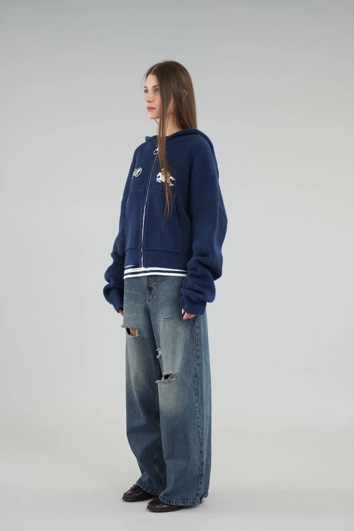 Scuffers Knitwear^Emblem Navy Zipper Knit