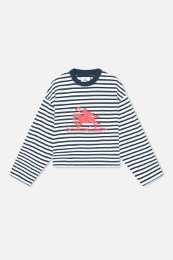 Scuffers Long Sleeves^Emblem Striped Navy Longsleeve