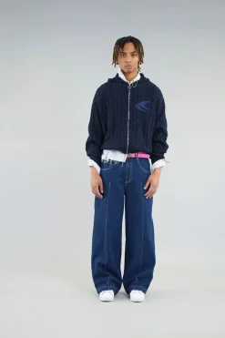 Scuffers Knitwear^Latte Navy Zipper Knit