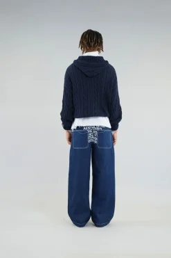Scuffers Knitwear^Latte Navy Zipper Knit