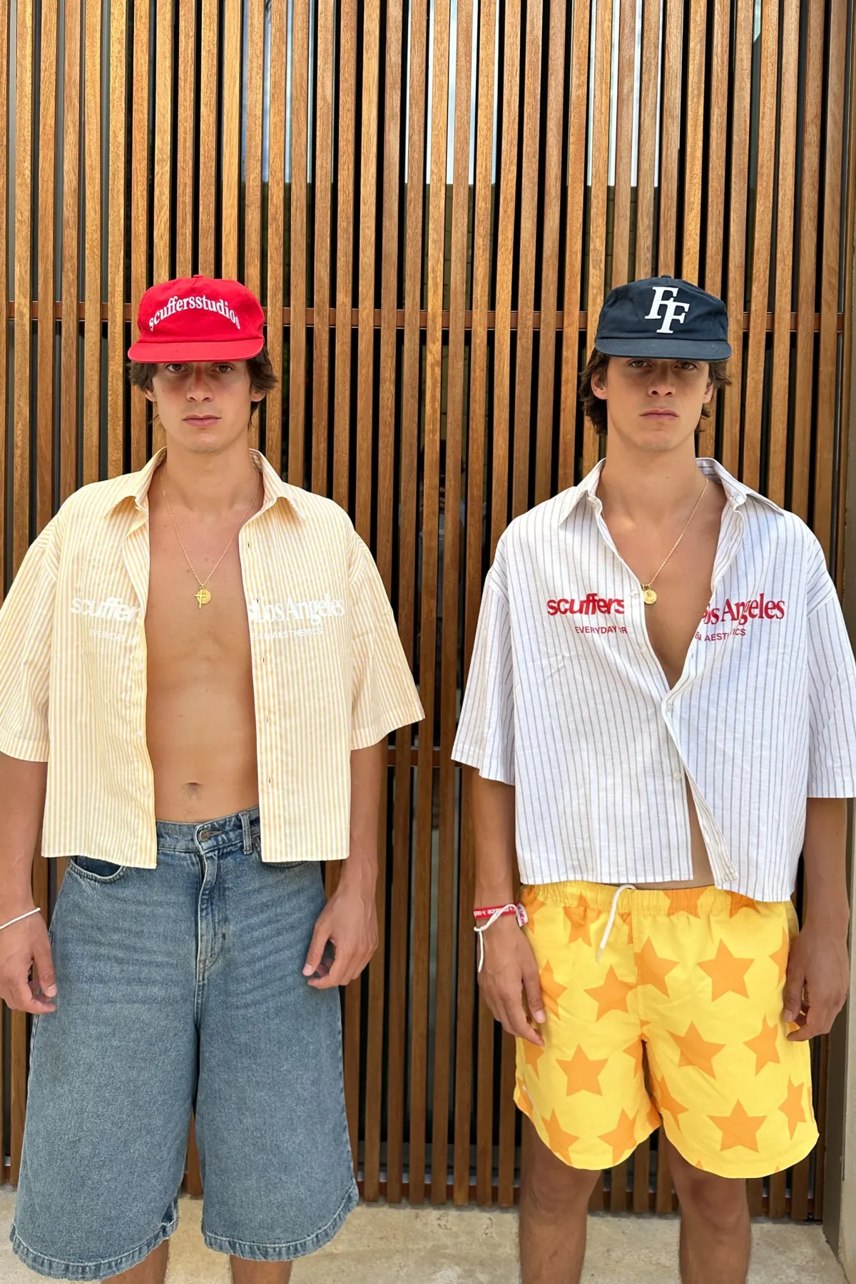 Scuffers Shirts & Polos^Not LA Yet Ecru Pinstripe Shirt