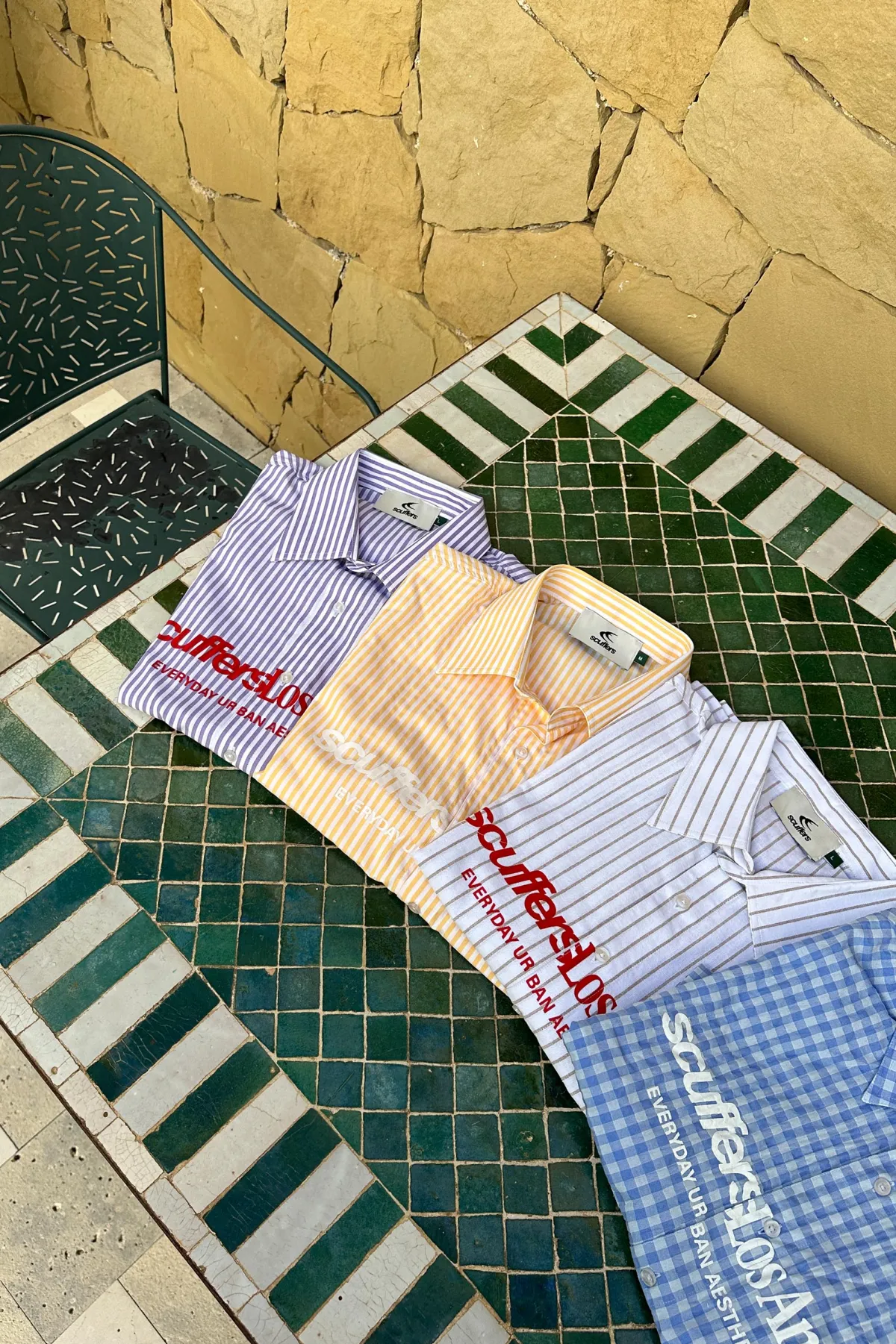 Scuffers Shirts & Polos^Not LA Yet Ecru Pinstripe Shirt