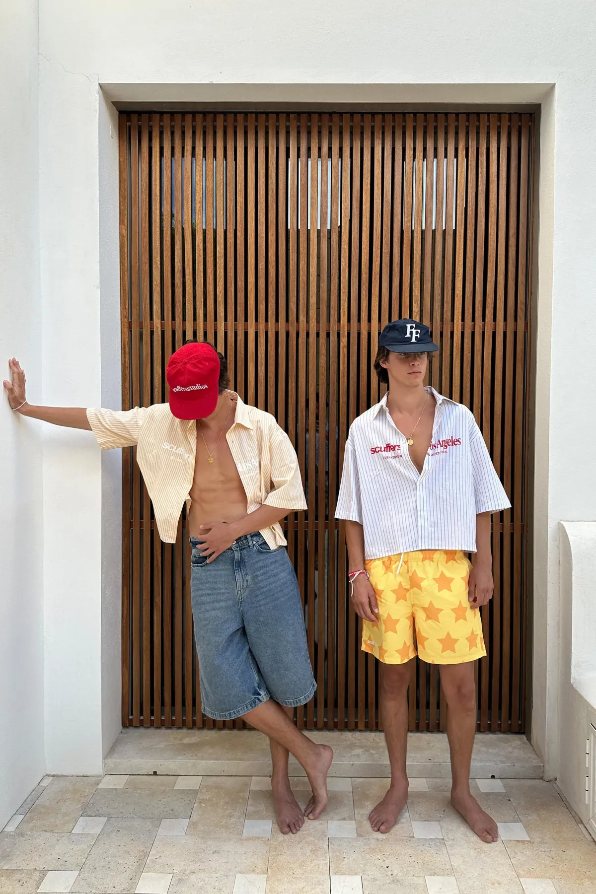 Scuffers Shirts & Polos^Not LA Yet Ecru Pinstripe Shirt