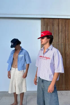 Scuffers Shirts & Polos^Not LA Yet Purple Striped Shirt