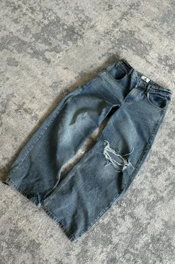 Scuffers Pants & Sweatpants^Ripped Oversized Washed Blue Jeans
