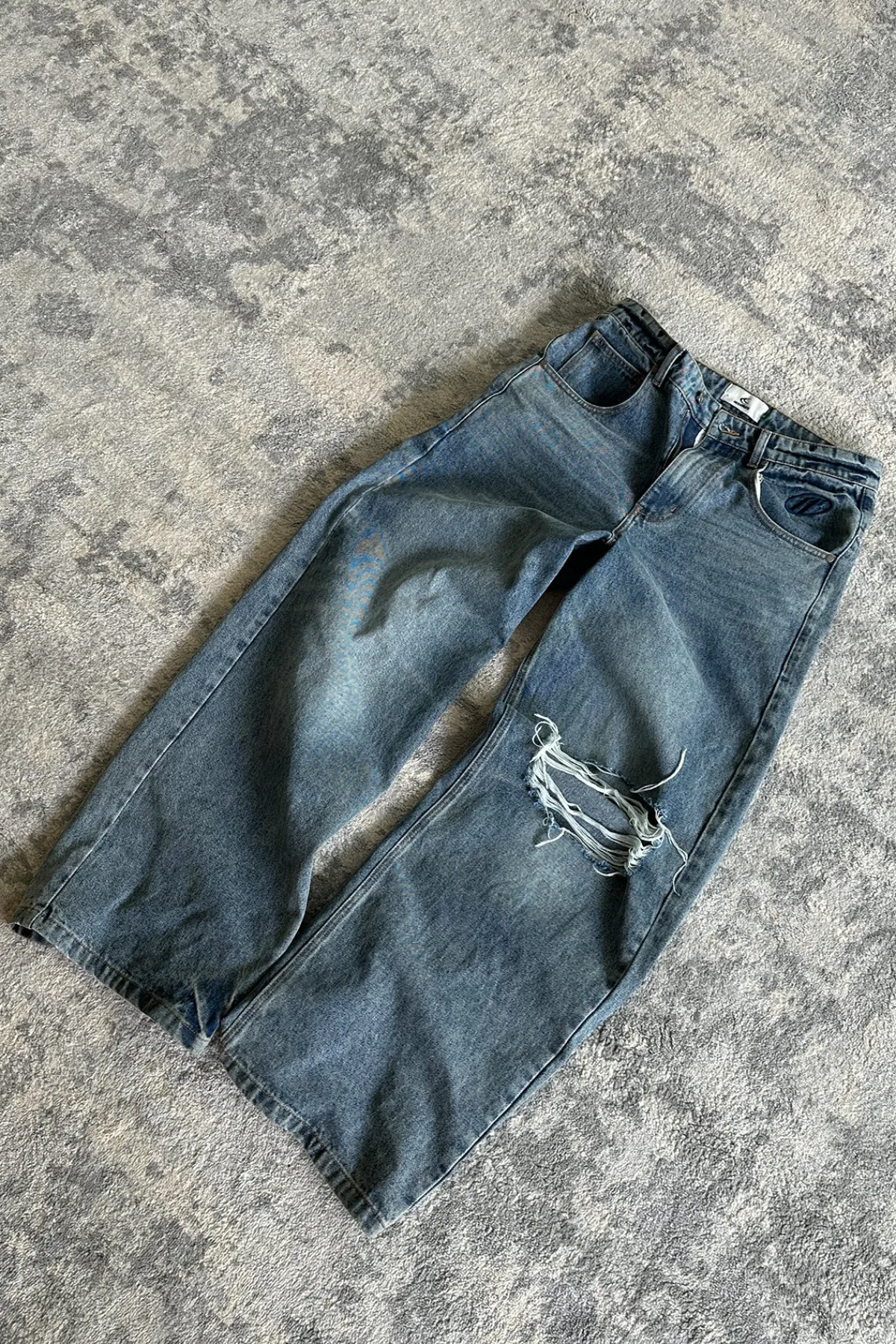 Scuffers Pants & Sweatpants^Ripped Oversized Washed Blue Jeans