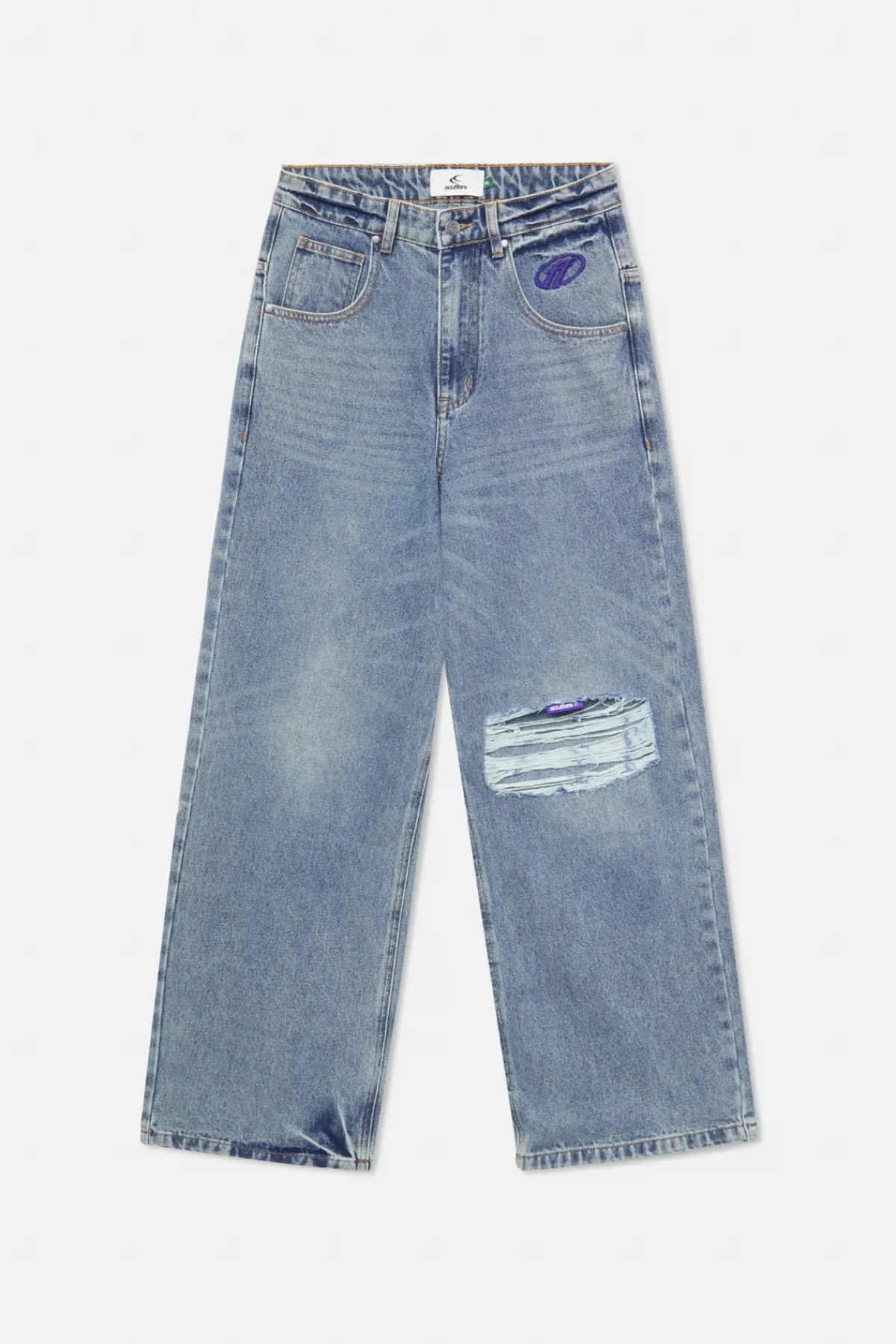 Scuffers Pants & Sweatpants^Ripped Oversized Washed Blue Jeans