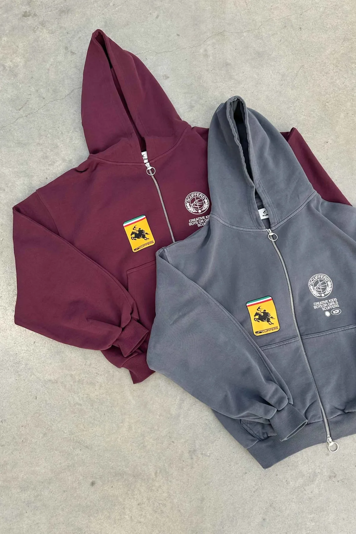 Scuffers Hoodies^Stone Burgundy Zipper